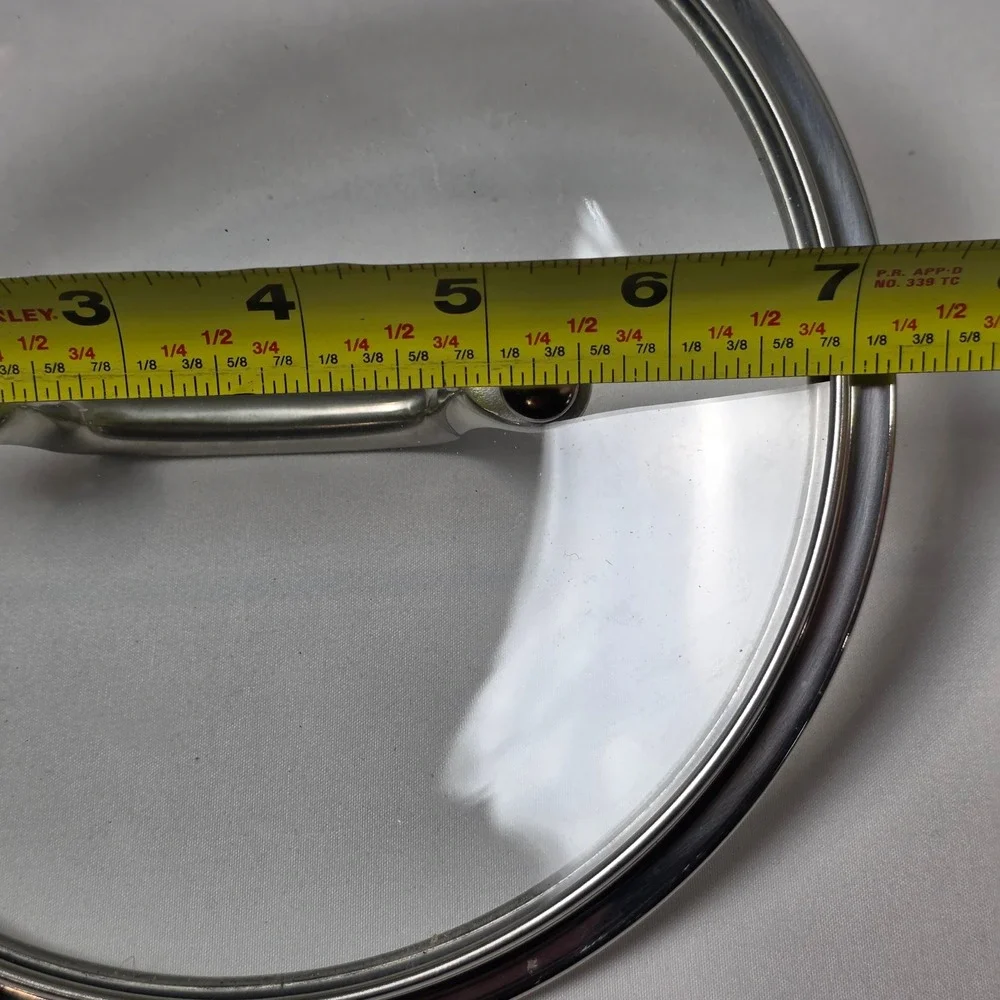 Cuisinart Pot Pan Lid 7.5-inch Clear Silver Tempered Glass Stainless Steel Rim